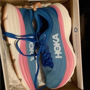 Brand new hoka pink white and blue shoes only worn once